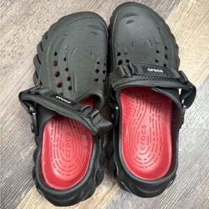 CROCS Black and Red Clogs